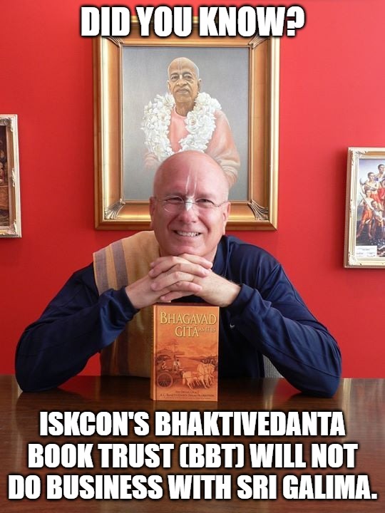 Sri Galima ISKCON Bhaktivedanta Book Trust BBT lifetime ban restriction hare krishna GBC child abuse protection